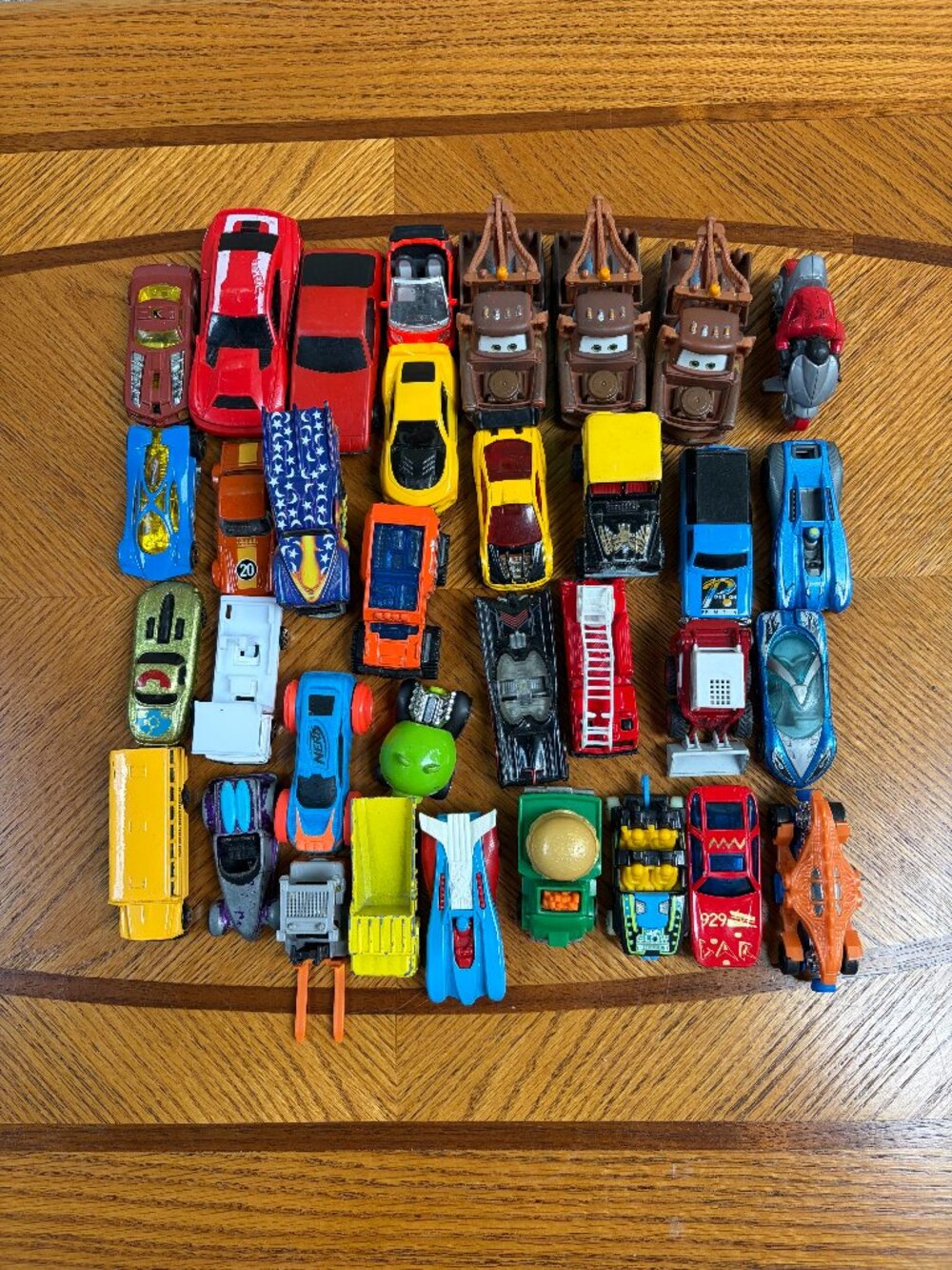 Lot of 34 Small Toy Cars Metal & Plastic Hot Wheels Disney Pixar Pre-Owned